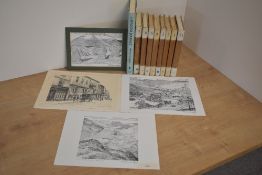 Wainwright. Three signed prints: Buttermere Valley; Patterdale; Kings Arms Hotel, Kendal. Plus a