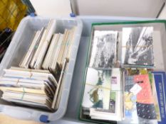 POSTCARDS, GB & WORLDWIDE COLLECTIONS, SEVERAL HUNDRED CARDS Small tub and flat box full of