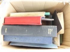 WORLD COLLECTIONS IN BOX, ALL ERAS SEEN, MINT AND USED Box with a dozen plus albums, many of them