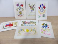POSTCARDS - WWI SILKS, COLLECTION OF 7 CARDS INCLUDING CHESHIRE REGIMENT Small range of WWI silk