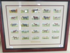 PLAYERS; LIVESTOCK 1925 SET OF 25 CIGARETTE CARDS, FRAMED (CARDS OPEN BACKED TO REAR) Full set of