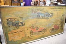 A vintage painted car showroom sign , Trinity Garage, Huddersfield, with additional historical photo