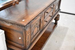 A Titchmarsh and Goodwin oak sideboard, width approx. 168cm