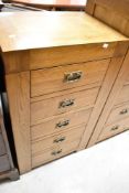 Two modern oak bedroom chests, width approx. 58 and 89cm