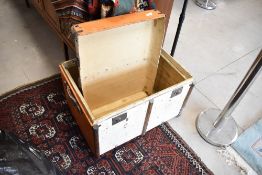 A vintage painted travel trunk, width approx. 71cm