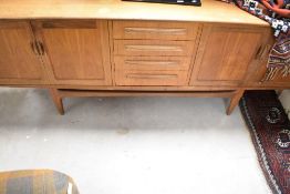 A vintage teak long john sideboard, in the G plan style or similar, width approx. 214cm