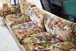 A large settee frame, handmade in solid oak, width approx. 263cm, depth 85cm