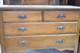 A Victorian mahogany three piece bedroom suite , comprising mirror door wardrobe, dressing table and