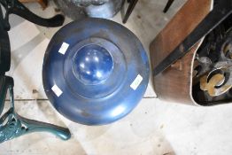 Three assorted vintage lamp tops, and a vintage ply coal scuttle etc