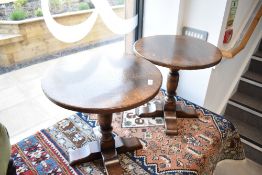 A pair of Titchmarsh and Goodwin circular coffee tables, labelled to underside, diameter approx.