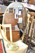 A vintage brass dressing table mirror, overall height approx. 57cm