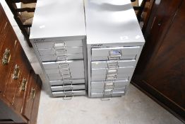 Two modern metal filing drawer chests