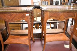 A pair of Louis XIV style galleried side tables , width approx. 51cm