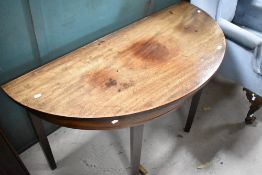 A 19th Century mahogany 'D end' style demi lune table, width approx. 132cm