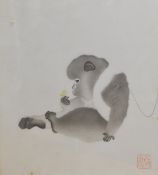 After Koson Ohara (1877-1945) 20th century Japanese school mixed media, juvenile Macaque with