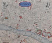 A limited edition colour print, map of the city of London as it was in 1893, produced to commemorate