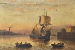 T.Miller (British 19th/20th century) oil on canvas 'Grunesend' possibly ment to be Gravesend,