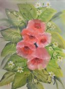 Artist unknown, a 20th century oil on canvas, vibrant still life study, floral display, artists