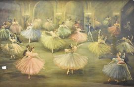 After Carlotta Edwards (1894-1977) colour print of ballet dancers, within a painted frame, under