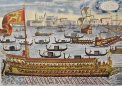 After Stefano Scolari (1652- 691) lithographic print, depicting the Bucintoro in navigation