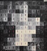 P.H Webster (contemporary) oil on canvas 'Composition in Grey' an eye catching modern geometric