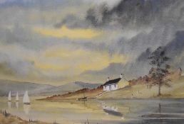 Berkeley Lowndes Moir (British 1912-2006) watercolour, autumnal coastal scene, signed and dated 91