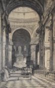 After Mabel Catherine Robinson (British 1875-1953) monochrome etching, St Paul's Cathedral interior,