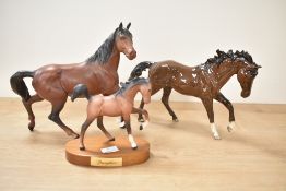 Beswick Pottery foal 'Springtime' in matt finish to wooden plinth model number 2387 by Graham Tongue
