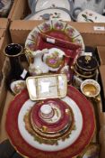 A collection of pink Limoges France items including plates, ashtray and vases sold along with a