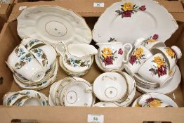 A Duchess part tea service having leafy Columbine pattern in blue and green (20), a similar bone