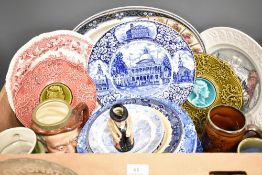 A selection of assorted display and table plates including two Victorian Era Villeroy & Boch