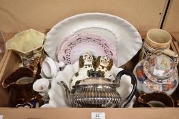 A selection of jugs including a small Mason's 'Mandalay' jug, a Maling 6549/71 green lustre jug