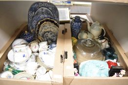 A collection of assorted ceramic and glass items in two cartons including a small selection of