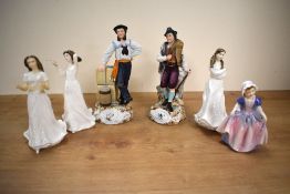 A group of four Royal Doulton bone china figurines comprising 'Embrace' HN 4258, 'Sentiments