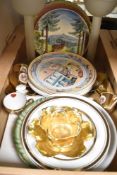 A selection of assorted display plates including a vintage Saint Clement majolica plate 'The
