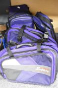 A pair of Oxford Sports Lifetime Luggage motorbike panniers in purple sold along with a pair of