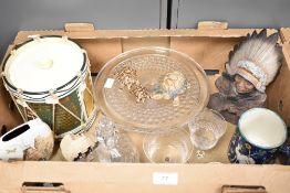 A vintage Green Howards Regimental drum ice bucket, a Neil J Rose sculpture 'Running Coyote' three