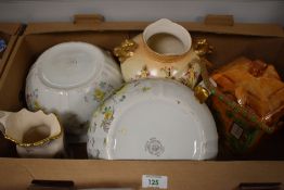 A Mason's Ironstone 'Ianthe' Liberty jug, a pair of WAA & Co 'French Rose' chamberpots, a Crown