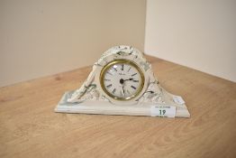 A small Aynsley 'Portlandware' mantle clock in green marble effect 20cm x 5cm x 10cm