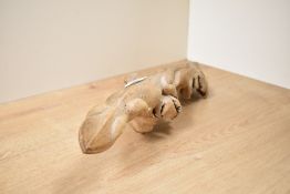 A hand carved wooden Lizard sculpture, L36cm