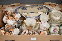 A Wellington China part tea service having autumnal floral decoration in oranges and brown (40), a