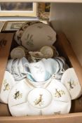 A Figgjo Flint-Norway party dish and five matching plates having assorted fish decoration, a Royal