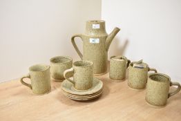 A 11piece stoneware coffee service having green speckled decoration, impressed makers mark to