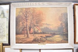 A framed print on card after Robert Wood entitled Autumn Sunset 75cm x 55cm
