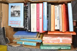 A box containing various novels, to include An Awfully Big Adventure by Beryl Bainbridge, Great