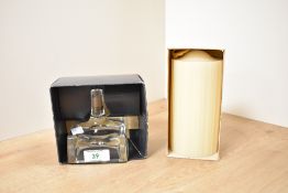 A mid-century Dansk design glass pillar candlestick having paper label to base, h22cm