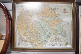A vintage map of Lancashire framed in a dark wooden frame with gilded inner edge 53cm x 45cm sold