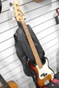 A LEGEND 4 String Bass Guitar Fender Look alike. Perfect entry level bass in sunburst. Very tidy due