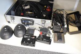 A selection of various leads and accesories, as seen , including Monacor mic signal combiner,