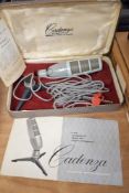 A vintage Cadenza ribbon microphone , probably 1960s, in original case, with accompanying